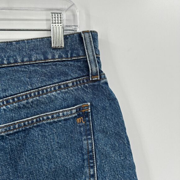 MADEWELL Slouchy Relaxed Fit High Rise Mid Length Blue Denim Shorts Size 28 - Picture 6 of 9